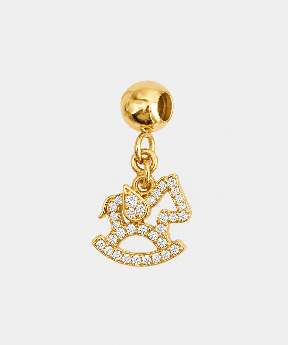 Charm Cavalluccio a Dondolo dorato con pietre luminose per collana YourMood