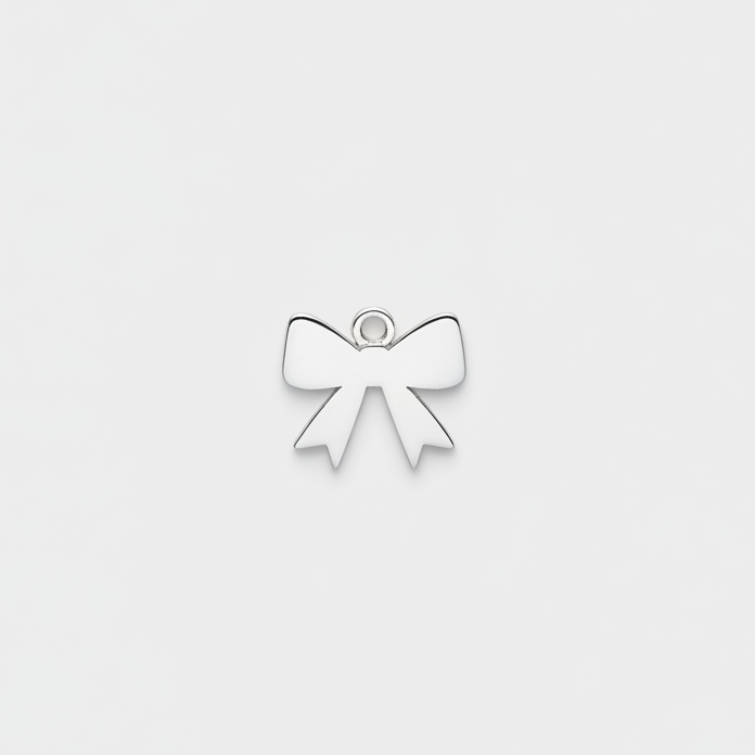 Charm fiocco silver sfondo grigio chiaro