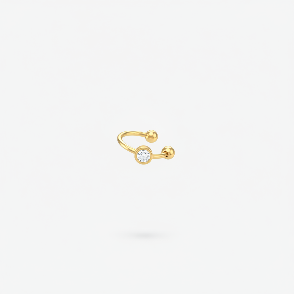 Ear cuff minimal gold - cristallo bezel centrale