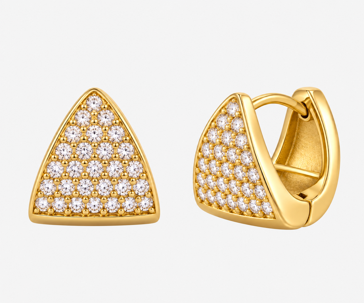 Hoop Triangolo Pavé dorati con pietre luminose