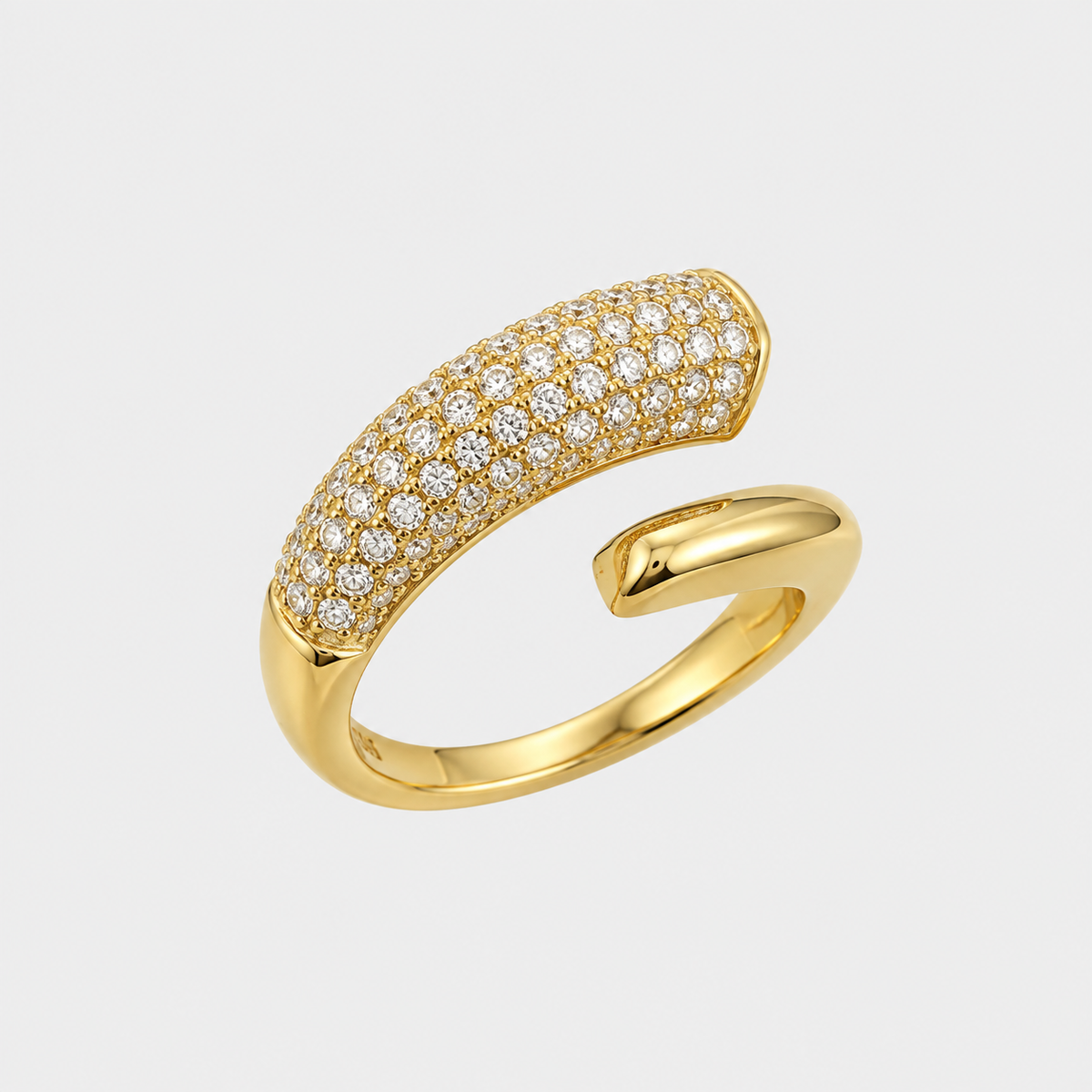 Anello Due Fasce Pavé Gold indossato, anello regolabile a due fasce