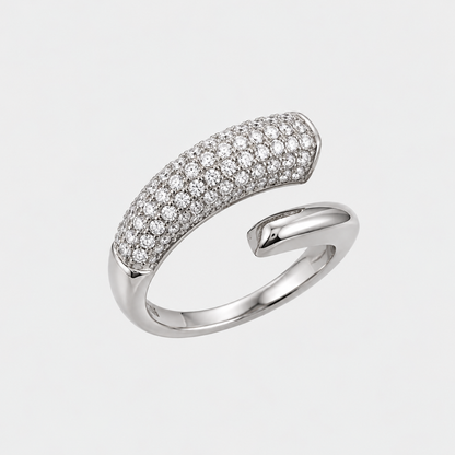 Anello Due Fasce Pavé regolabile in finitura gold con fascia di pietre luminose