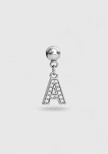 Charm Lettera silver zirconata