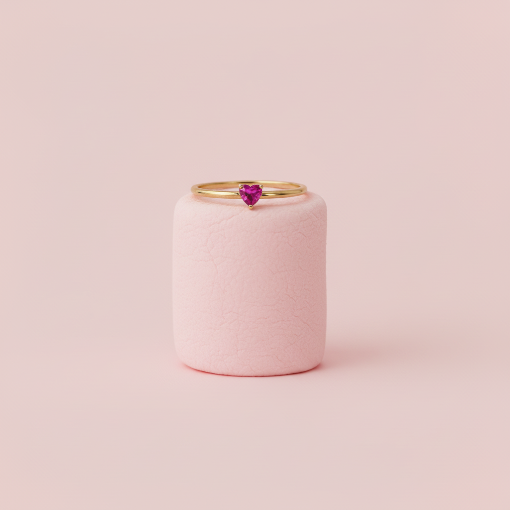 Anello cuore fucsia stile marshmallow