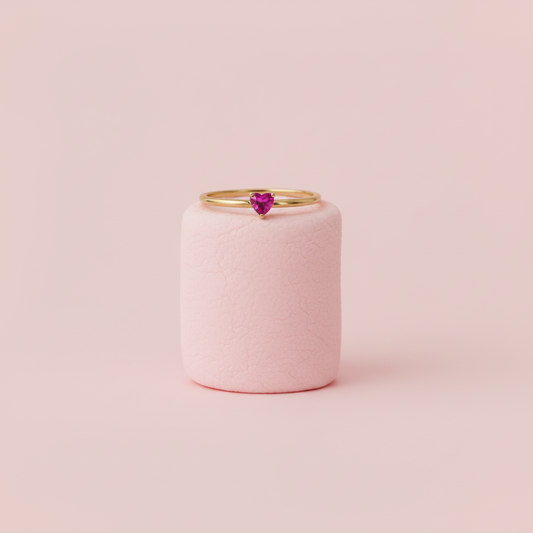 Anello cuore fucsia stile marshmallow