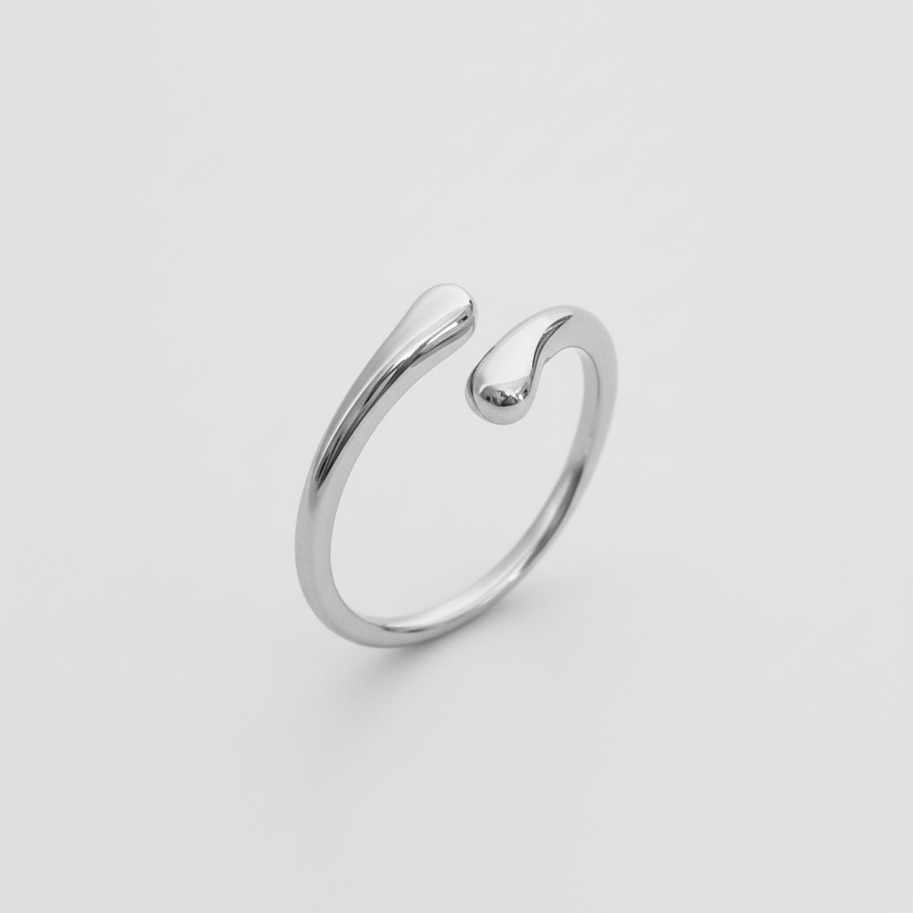 Anello Silver Acciaio Aperto - Sfondo Grigio