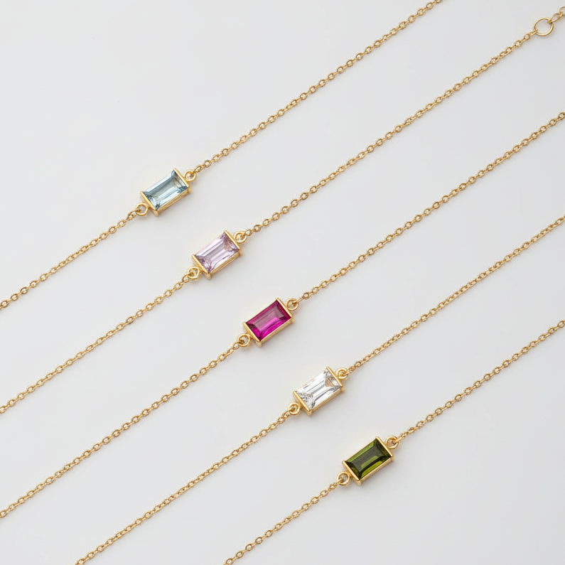 Bracciali Birthstone - disposizione diagonale aperta