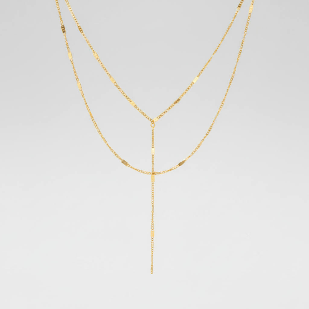 Collana doppia layered Y-drop - grigio chiaro