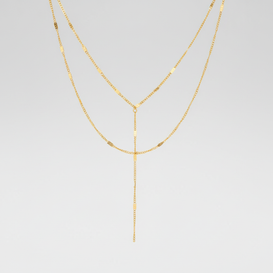 Collana doppia layered Y-drop - grigio chiaro