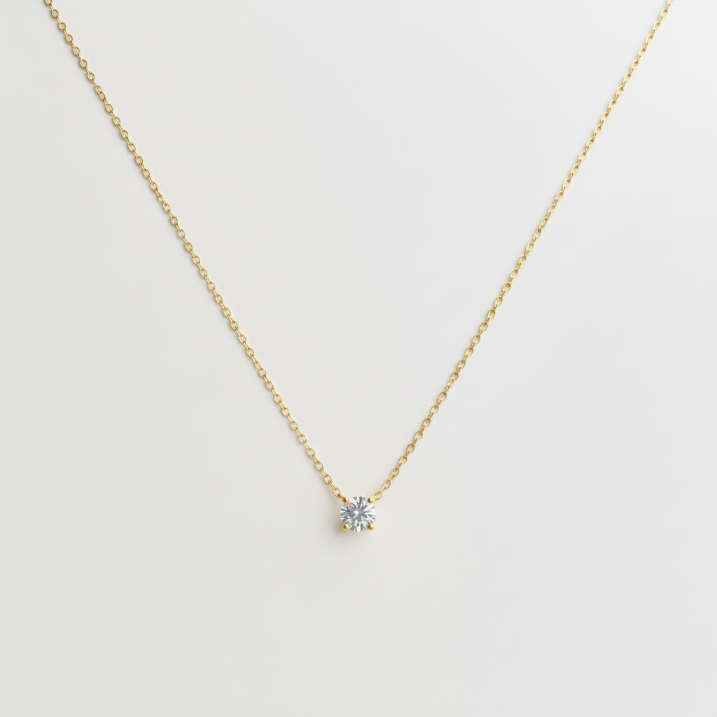 Collana Gold Solitario 5mm - 3D Render