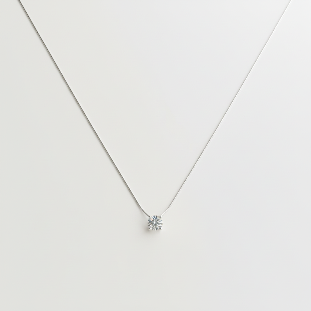 Collana Silver Solitario Centrato - 3D Render