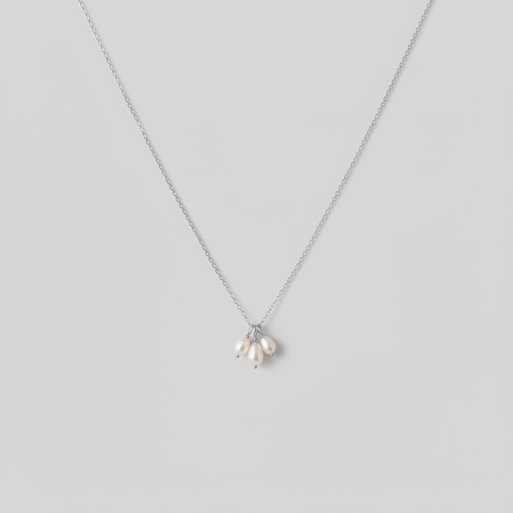Collana tre perle in silver