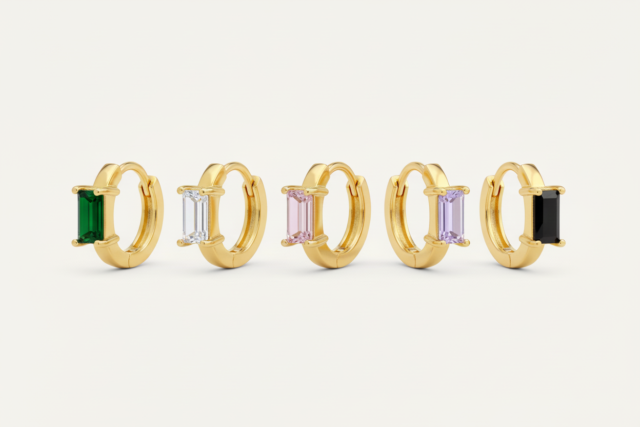 Collezione cerchietti baguette verde bottiglia