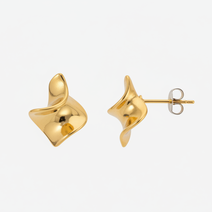 Coppia orecchini scultura gold fronte e retro farfallina