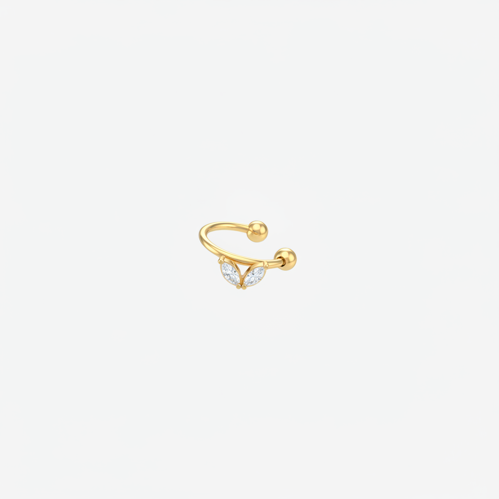 Ear cuff gold - due foglioline marquise fedele originale