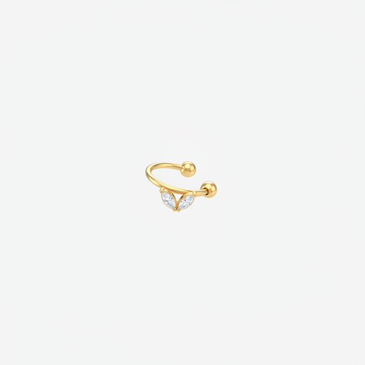 Ear cuff gold - due foglioline marquise fedele originale