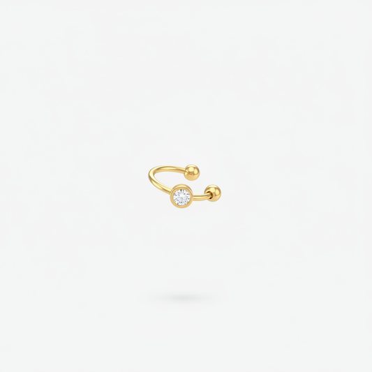 Ear cuff minimal gold - cristallo bezel centrale