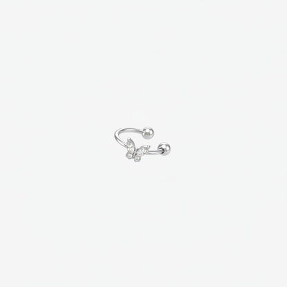 Ear cuff silver con farfalla cristalli - render 3D