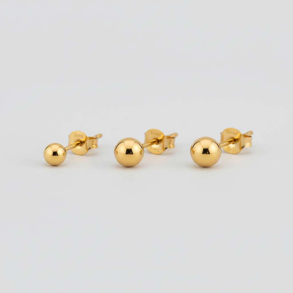 Mono orecchini pepita 2mm 3mm 4mm con farfalline