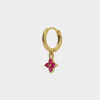 Mono orecchino fiorellino fucsia con chiusura clic