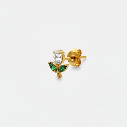 Mono Orecchino Micro Tulip - Gold Bianco