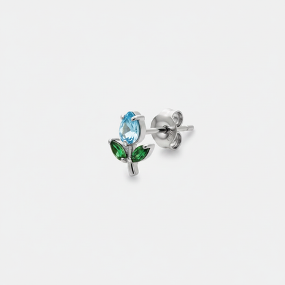 Mono Orecchino Micro Tulip - Silver Azzurro