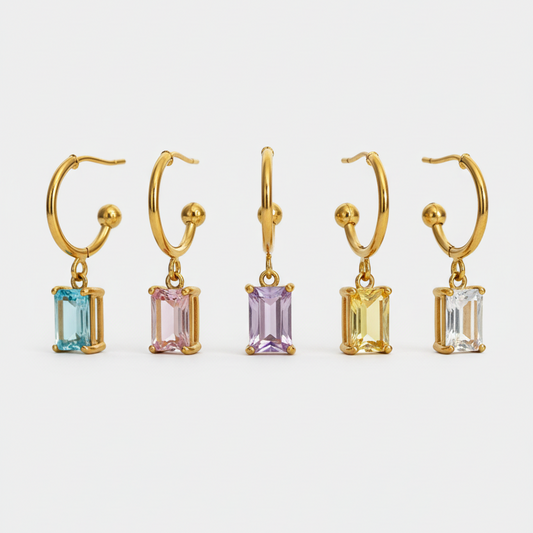 Orecchini baguette 5 colori composizione