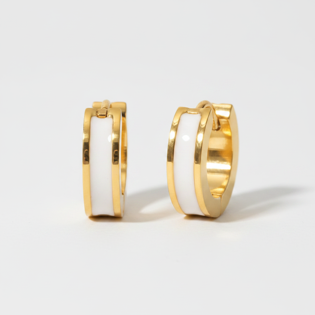 Orecchini cerchio gold white - fedele originale