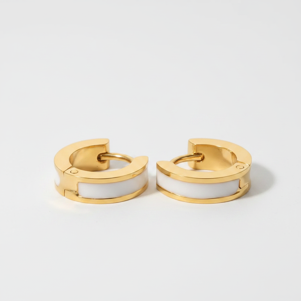 Orecchini cerchio gold white - scheda articolo