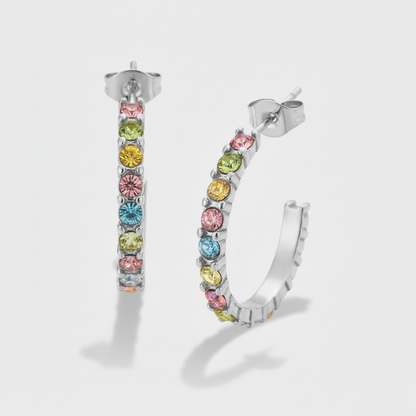 Orecchini cerchio multicolor silver