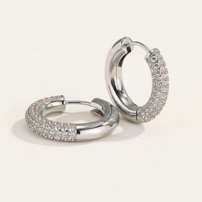 Orecchini Cerchio Pavé Silver - 3D Render