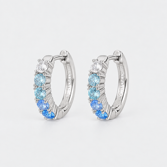 Coppia di cerchietti New Nuances silver con zirconi sfumati dal bianco all’azzurro e al blu