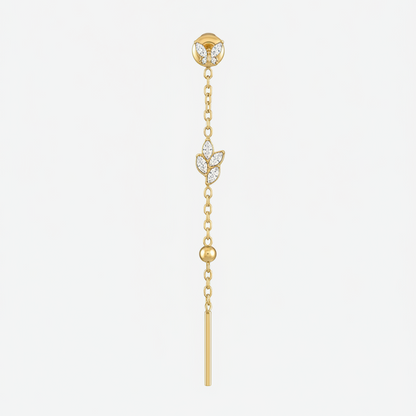 Orecchino gold drop con cluster marquise - render 3D