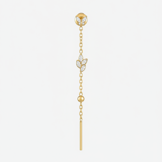 Orecchino gold drop con cluster marquise - render 3D