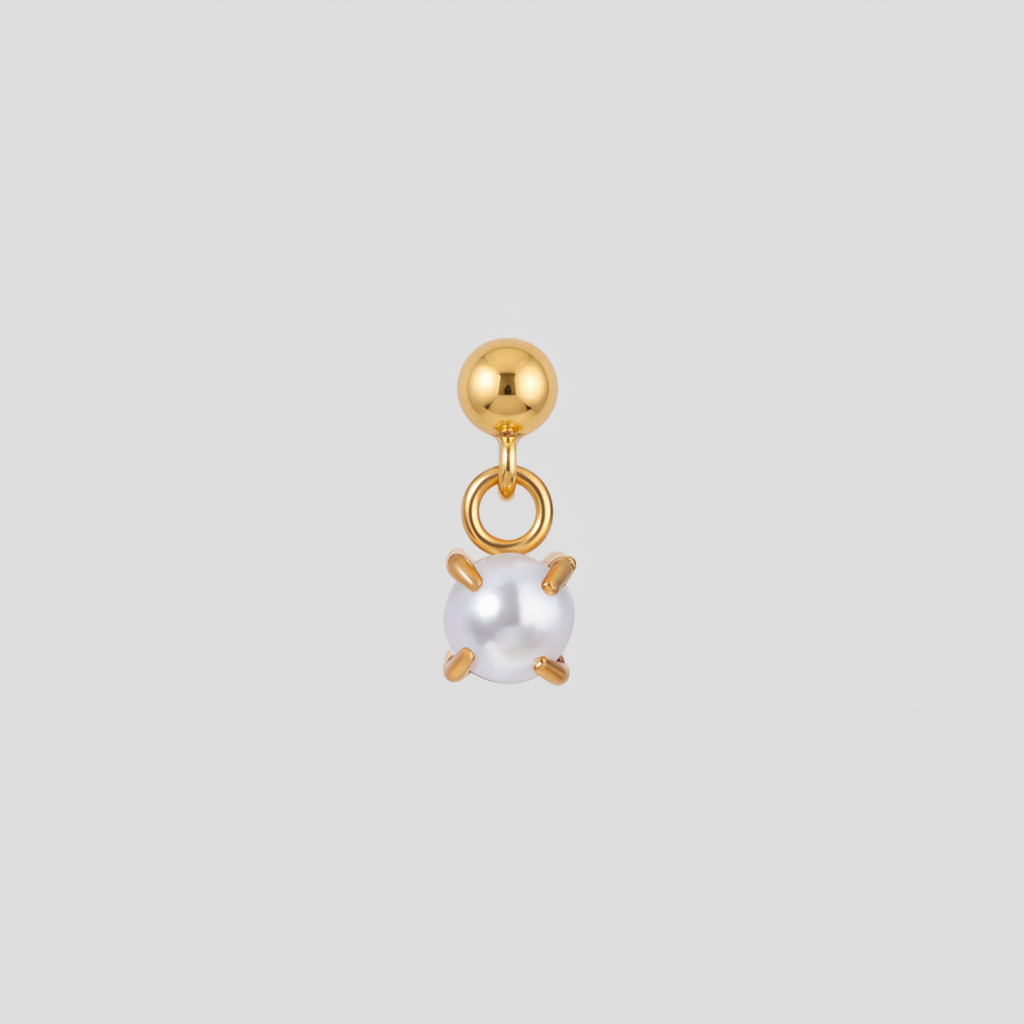 Orecchino pallina + perla oro uniforme