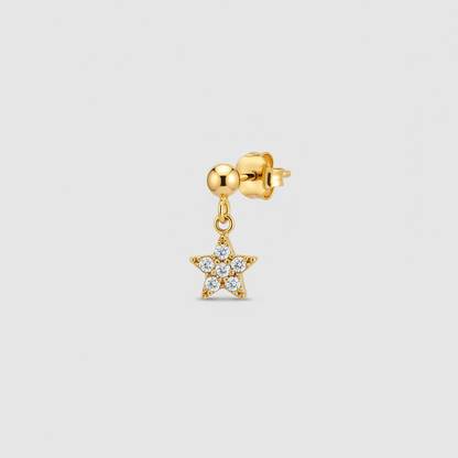 Orecchino pepita con stellina zirconata 4mm gold