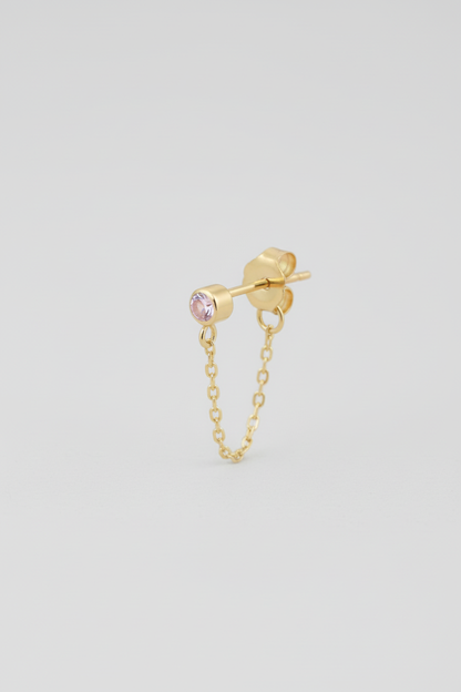 Orecchino rosa pastello sfondo chiaro