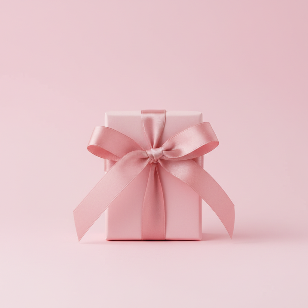 Scatolina rosa con fiocco di raso