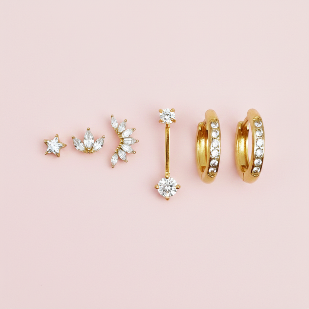 Set zirconi - sfondo rosa pastello IG